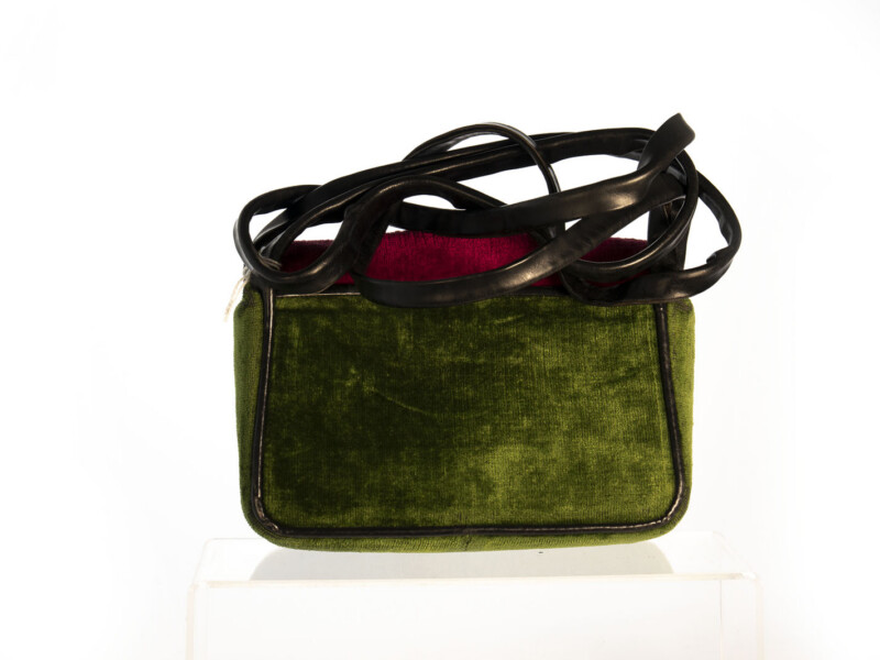 Borsa vintage Roberta di Camerino a Spalla in velluto Rosso e Verde