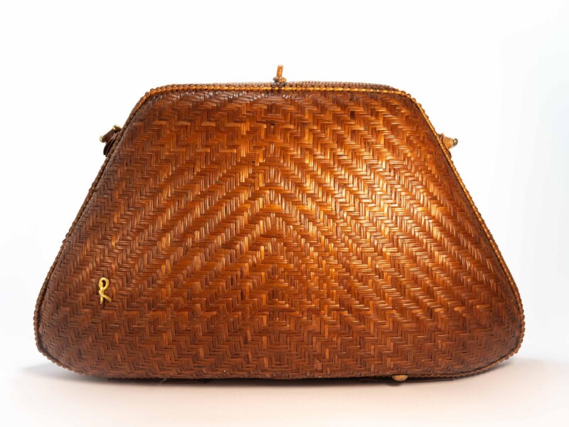 Borsa vintage Roberta di Camerino a Spalla in rattan Intrecciato