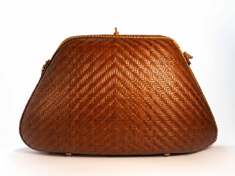 Borsa vintage Roberta di Camerino a Spalla in rattan Intrecciato