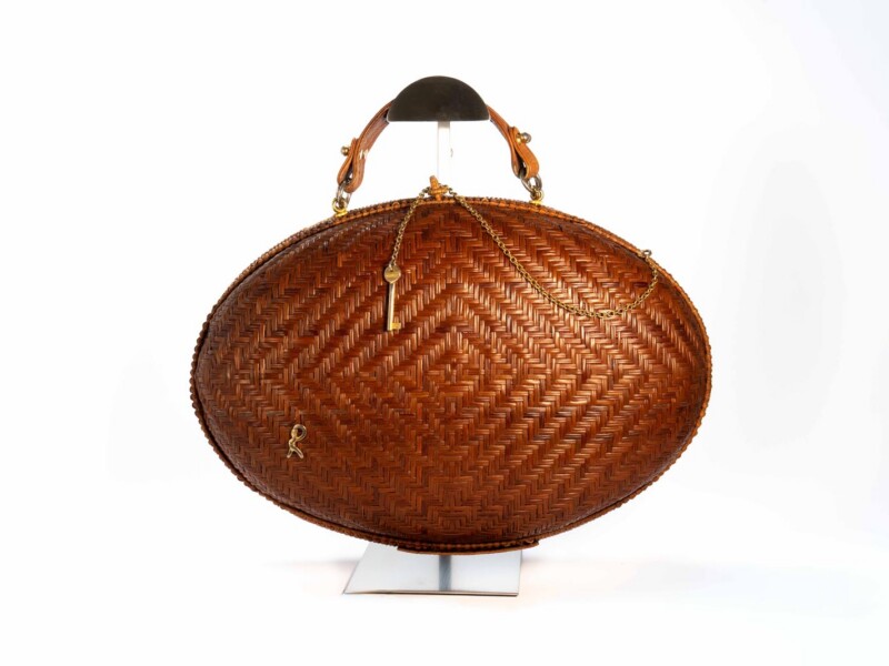 Borsa vintage Roberta di Camerino a Mano con Tracolla in rattan Intrecciato