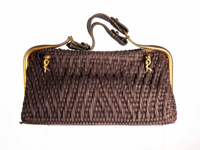 Borsa vintage Roberta di Camerino a Mano Modello “CARAVEL” in fettuccia Blu
