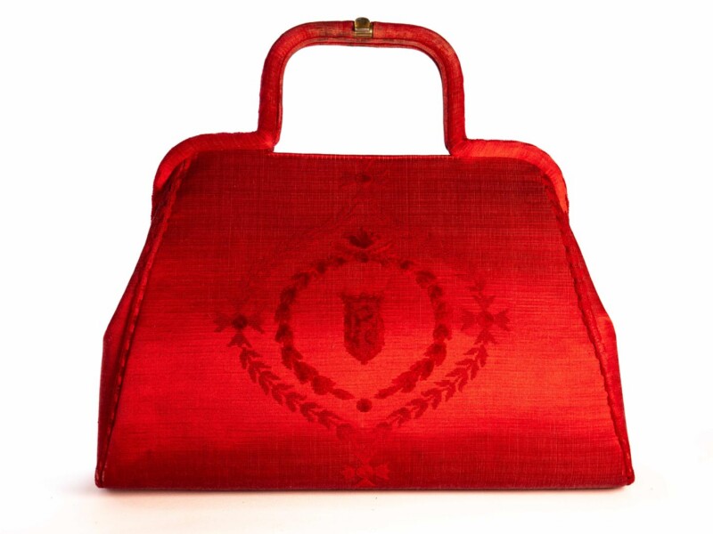 Borsa vintage Roberta di Camerino a Mano in velluto Sovrarizzo Rossa