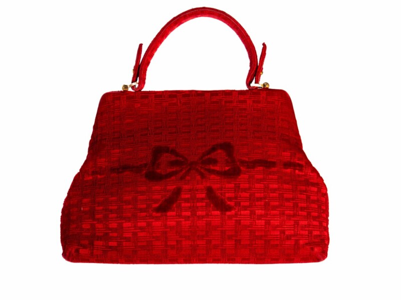 Borsa vintage Roberta di Camerino a Mano in velluto Sovrarizzo Rossa