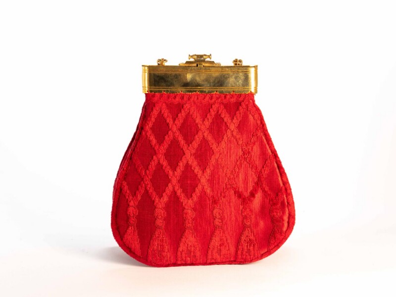 Borsa vintage Roberta di Camerino a Mano con Catenella e Chiusura in metallo dorato in velluto Rosso Sovrarizzo