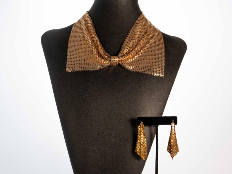 Collana vintage e orecchini in maglia dorata