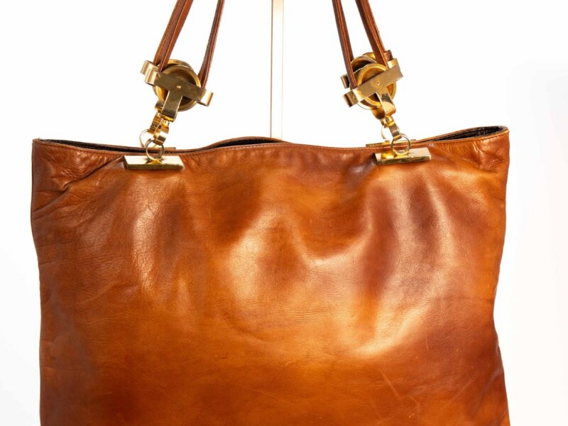Borsa vintage Roberta di Camerino a spalla-tracolla in pelle di Vitello con Carrucole in metallo