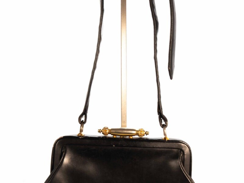 Borsa vintage Roberta di Camerino a Tracolla in pelle Nera e Patta in velluto Verde