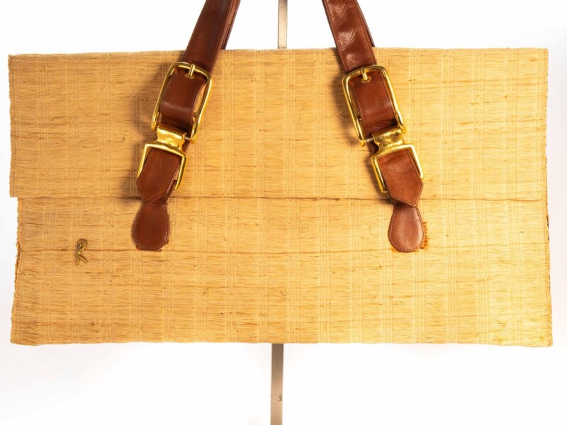 Borsa vintage Roberta di Camerino a Mano in paglia con Manici in pelle
