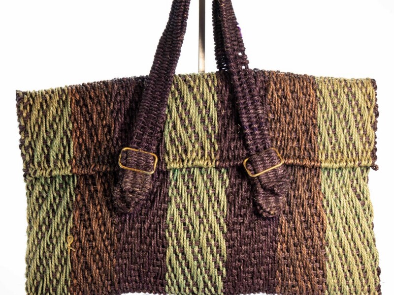 Borsa vintage Roberta di Camerino a Mano in corda Verde Blu e Marrone