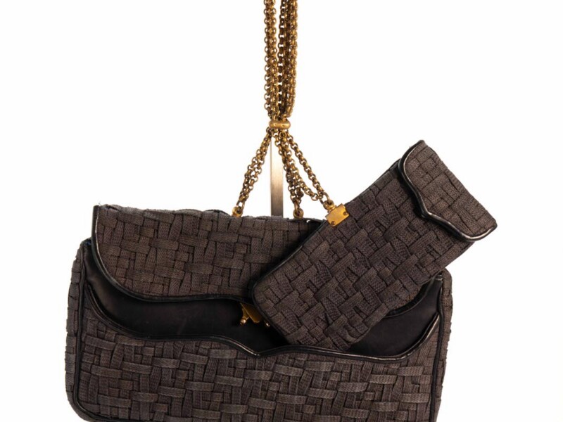 Borsa vintage Roberta di Camerino a Mano Modello “Je-Je” con Porta Occhiali in fettuccia